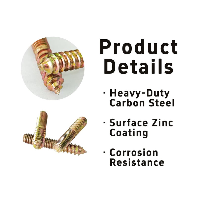 bociloy 12Pcs M8x50mm Hanger Bolts, Double Ended Thread Dowel Screws, Self-Tapping Screws for Secure Wood Joints - Image 4